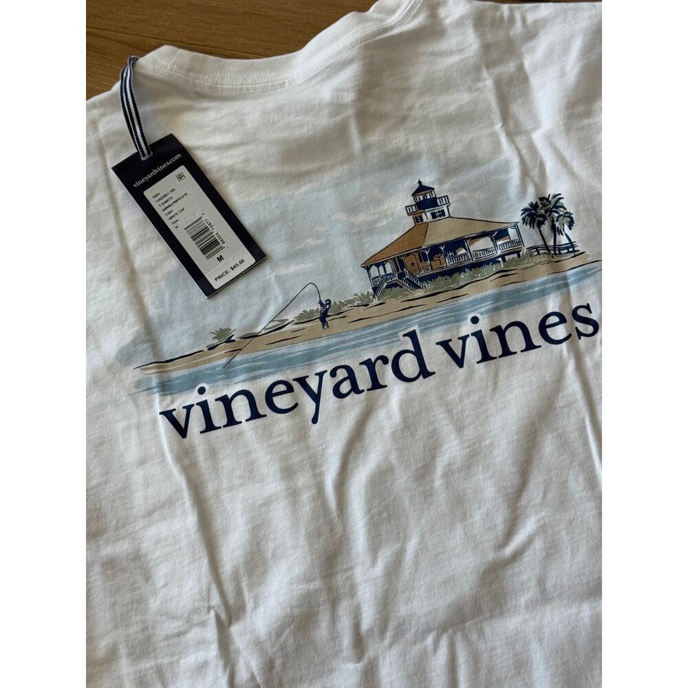 New Vineyard Vines White Gasparilla Front Pocket T-Shirt Medium